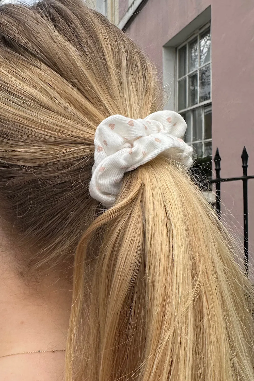 Pink Heart Scrunchie