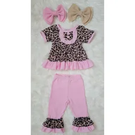 Pink Leopard Ruffle Set