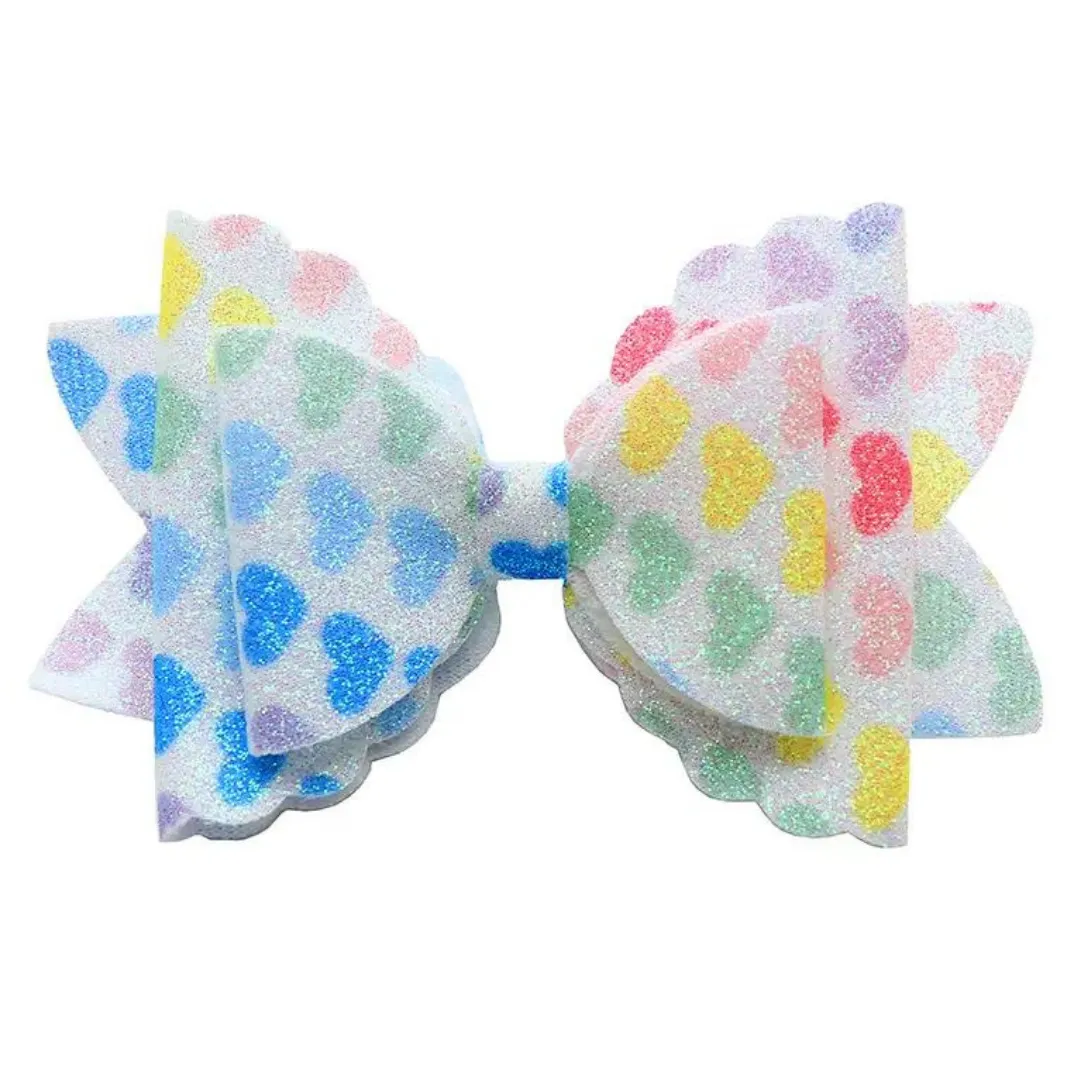 Rainbow Glitter Bow Clip