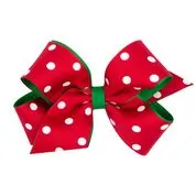 Red with white dots double grosgrain bow