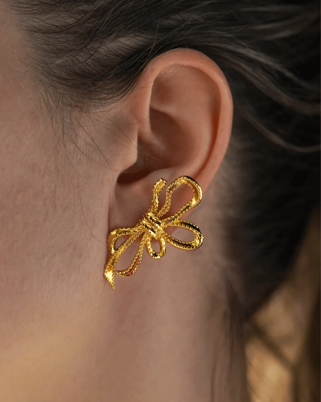 Ribbon Gold Earrings