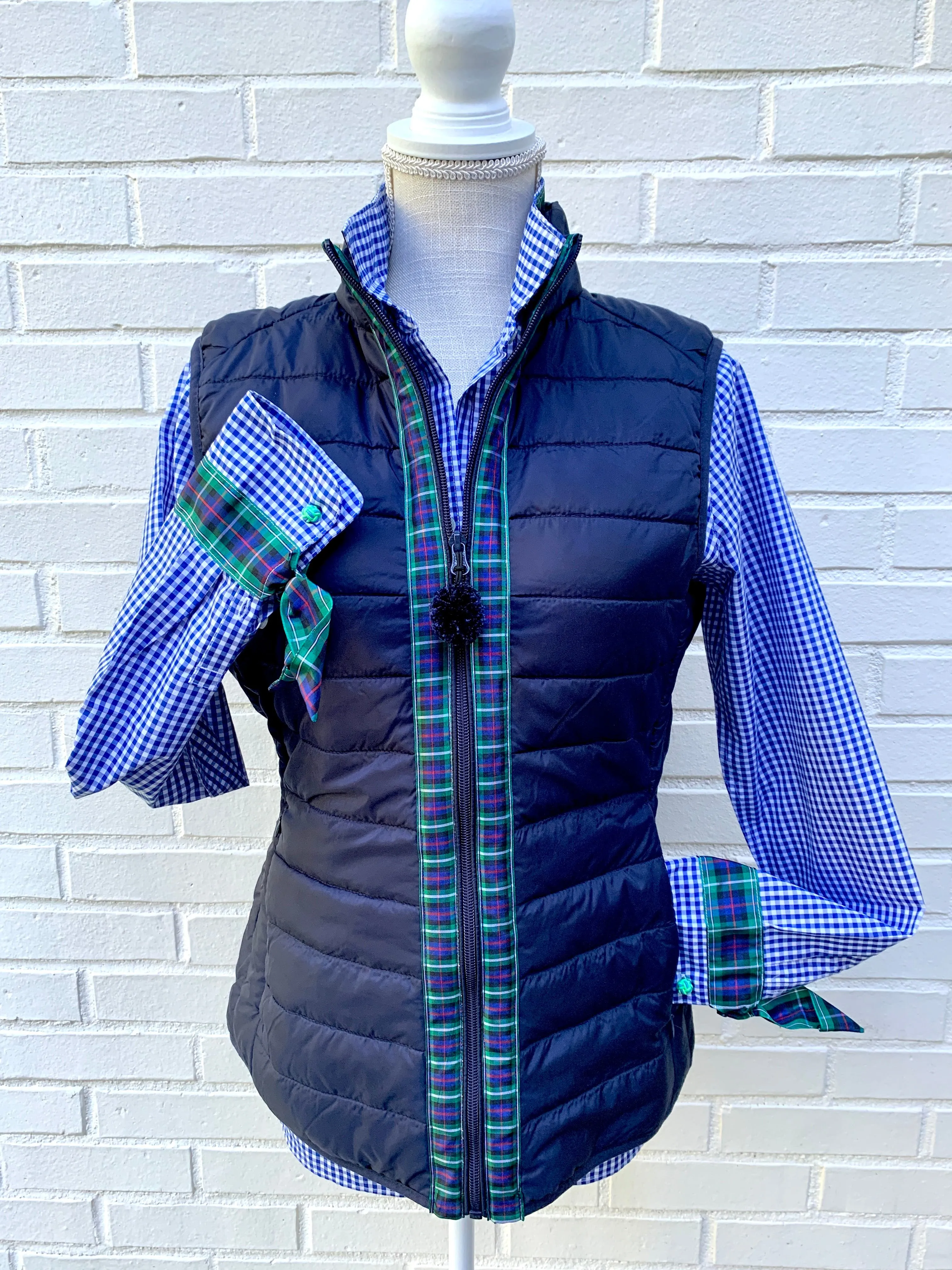 SALE - S, L, 2XL & 3XL - Maggie May Ribbon Puffer Vest (PF18) *FINAL SALE*