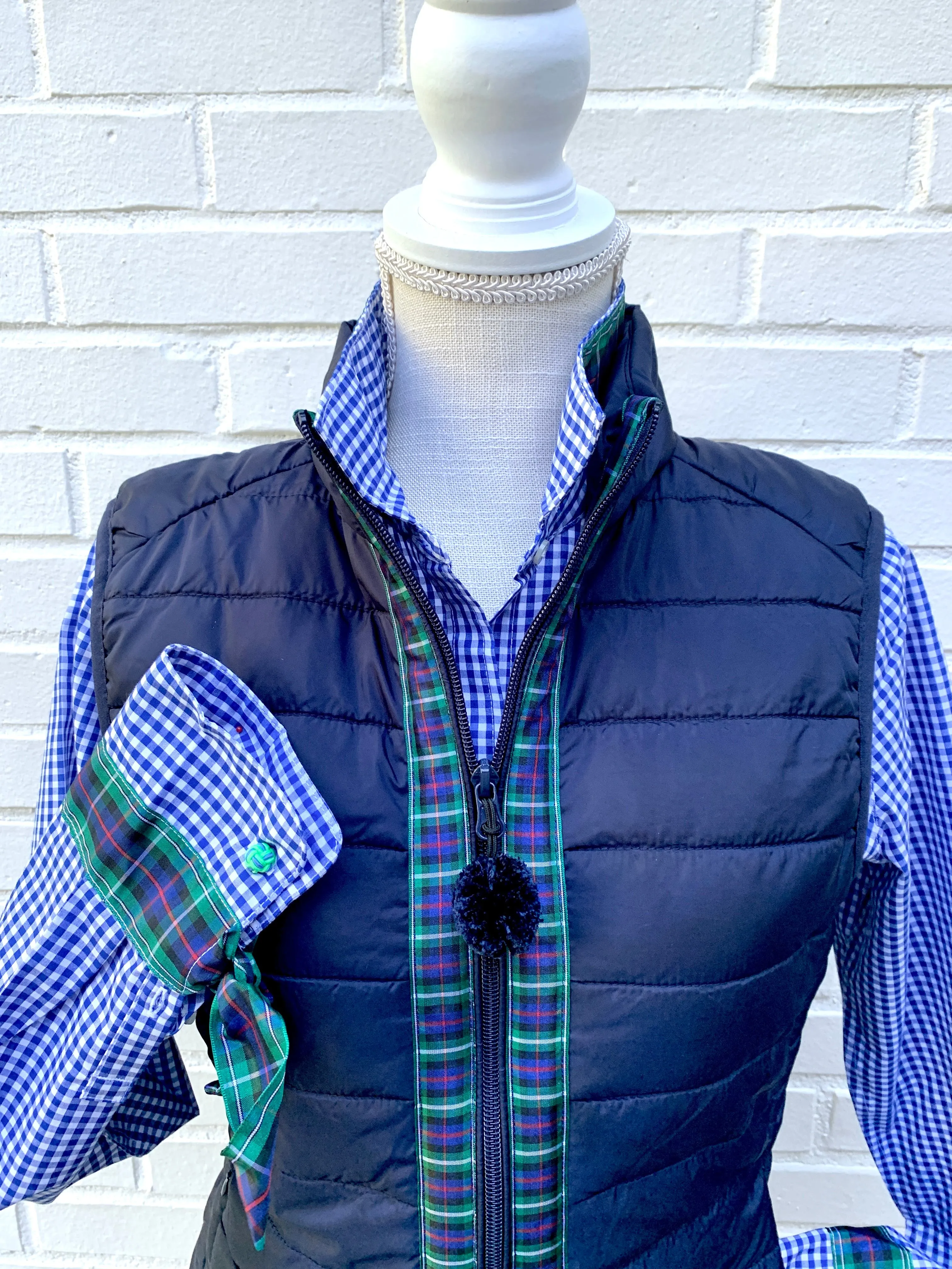 SALE - S, L, 2XL & 3XL - Maggie May Ribbon Puffer Vest (PF18) *FINAL SALE*