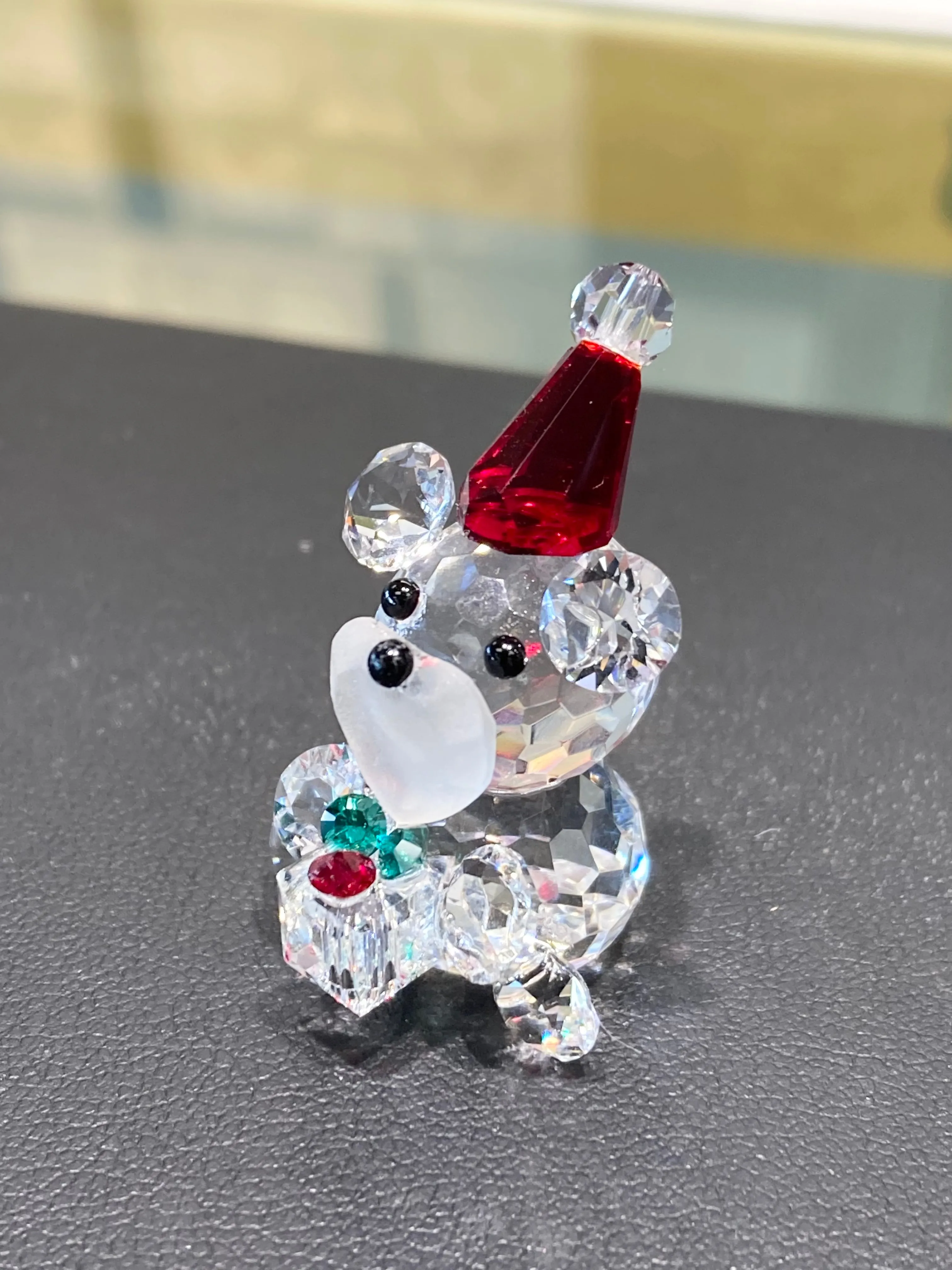 Santa Bear Crystal Figurine