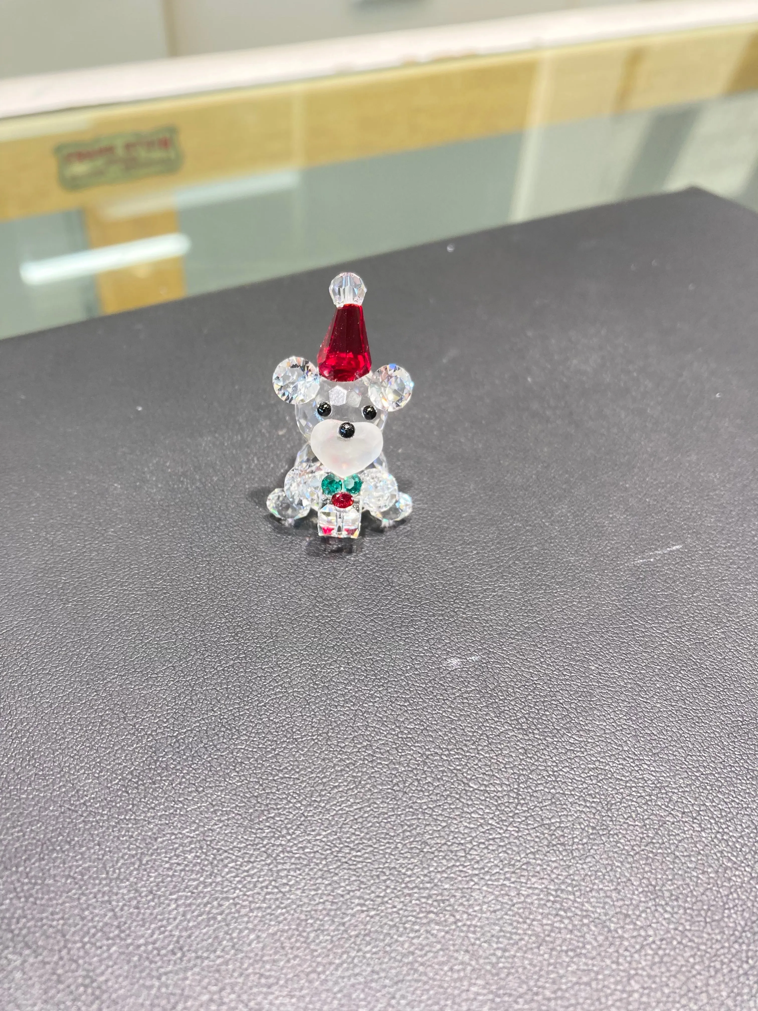 Santa Bear Crystal Figurine