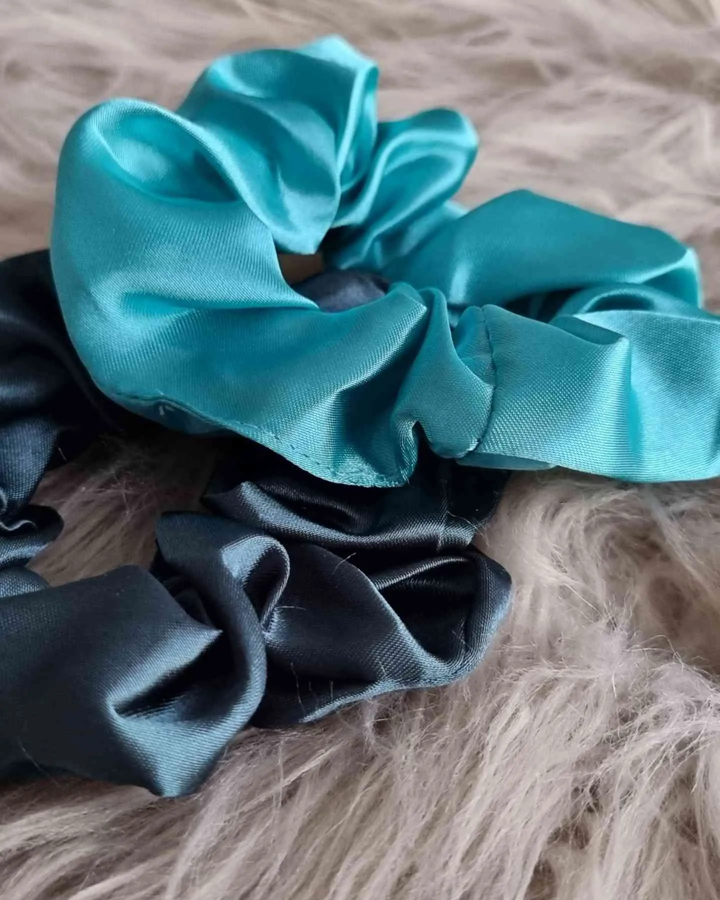 Scrunchie Silk Satin Set 2 Azul | Hechos a mano