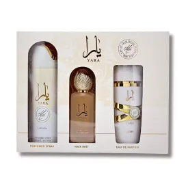 SET YARA Moi Collection Gift Set 3 pcs 3.4 Oz EDP   1.7 Oz Hair Mist   6.8 Oz Body Spray By Lattafa