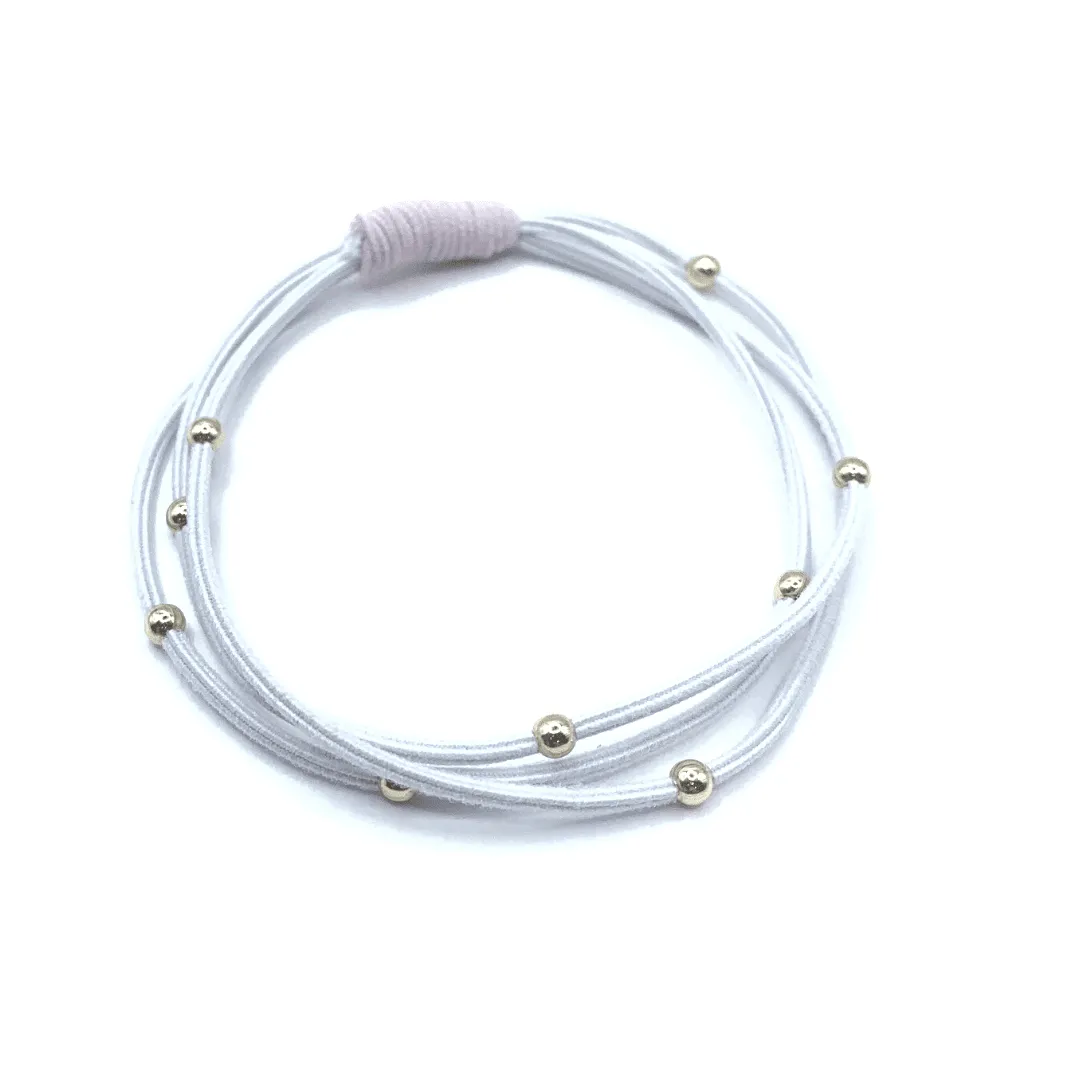 Single Water Pony 3mm Gold Waterproof Hair Band in White and Pink (#S1)