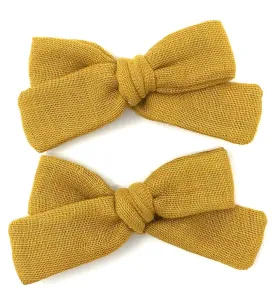 SKINNY RIBBON PIGTAIL IN OCHRE GAUZE