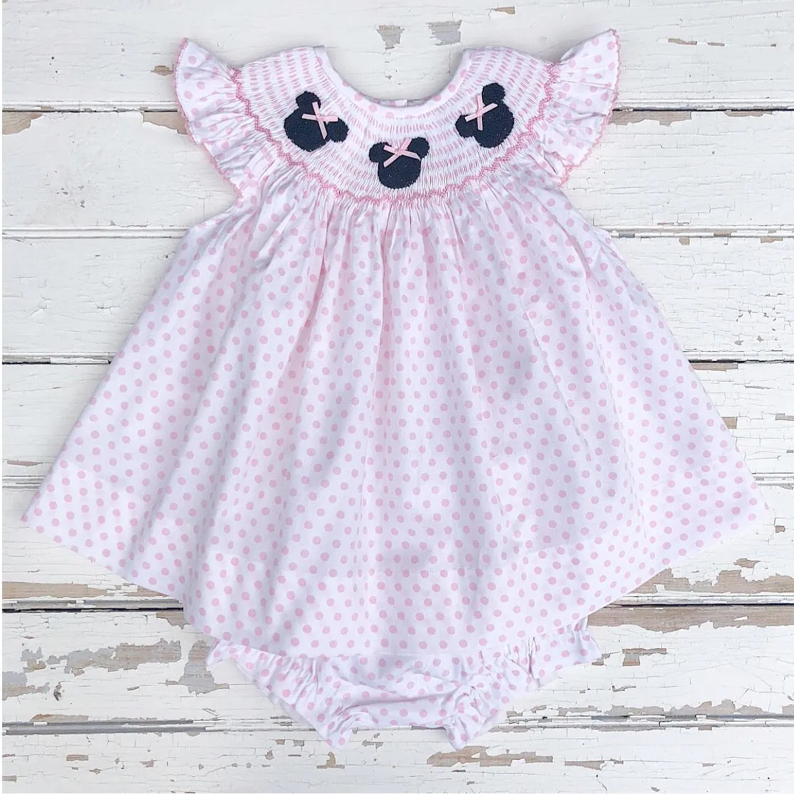 Smocked Mouse Ears Bloomer Set