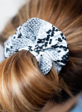 Snake-Print Hair Scrunchie - Grey