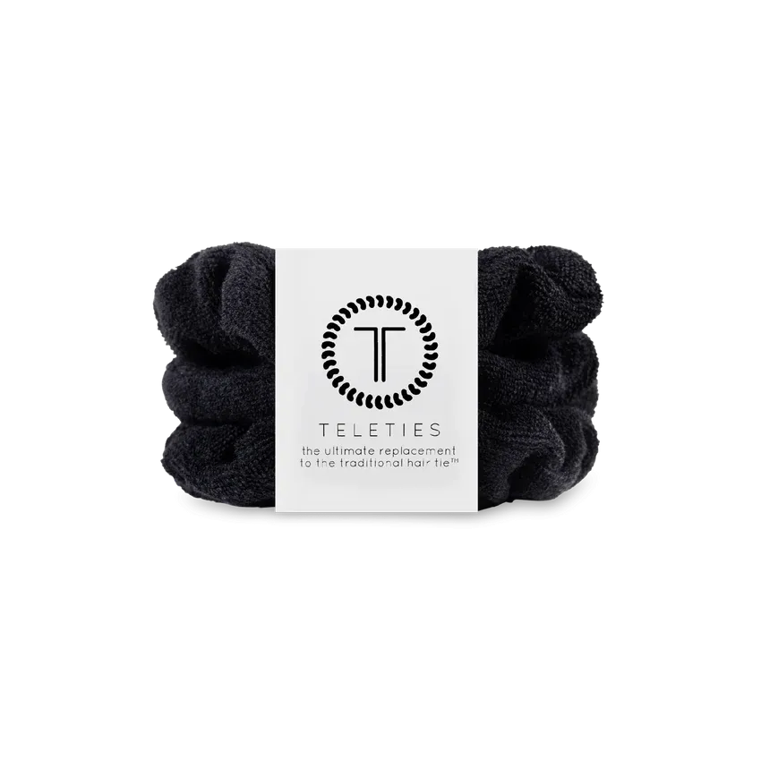 Teleties Jet Black Terry Cloth Scrunchie - Small