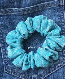 Unique Hair Knit Scrunchies -  Turquoise