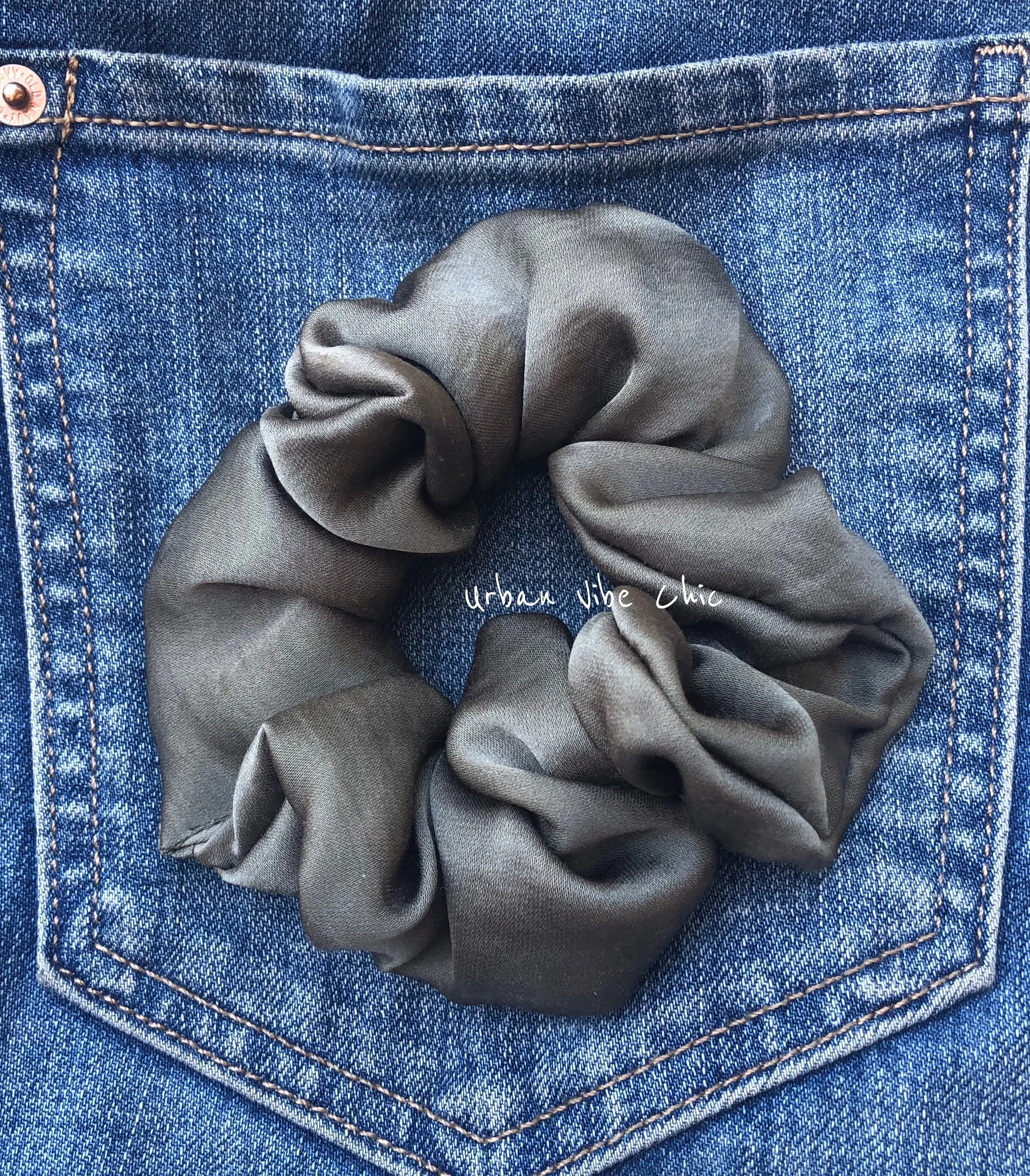 Unique Hair Rayon Scrunchies - Olive Green