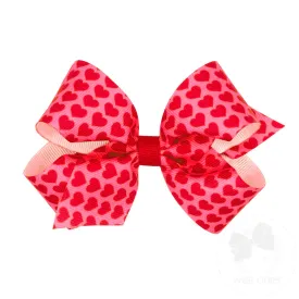 Valentine Heart Print Grosgrain Hair Bow