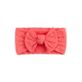 Waffle Bow Headband - Coral