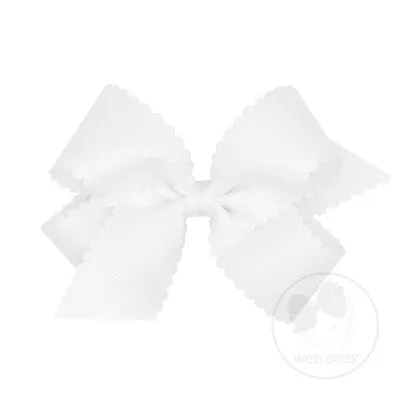 White Scalloped edge grosgrain bow (WHT)