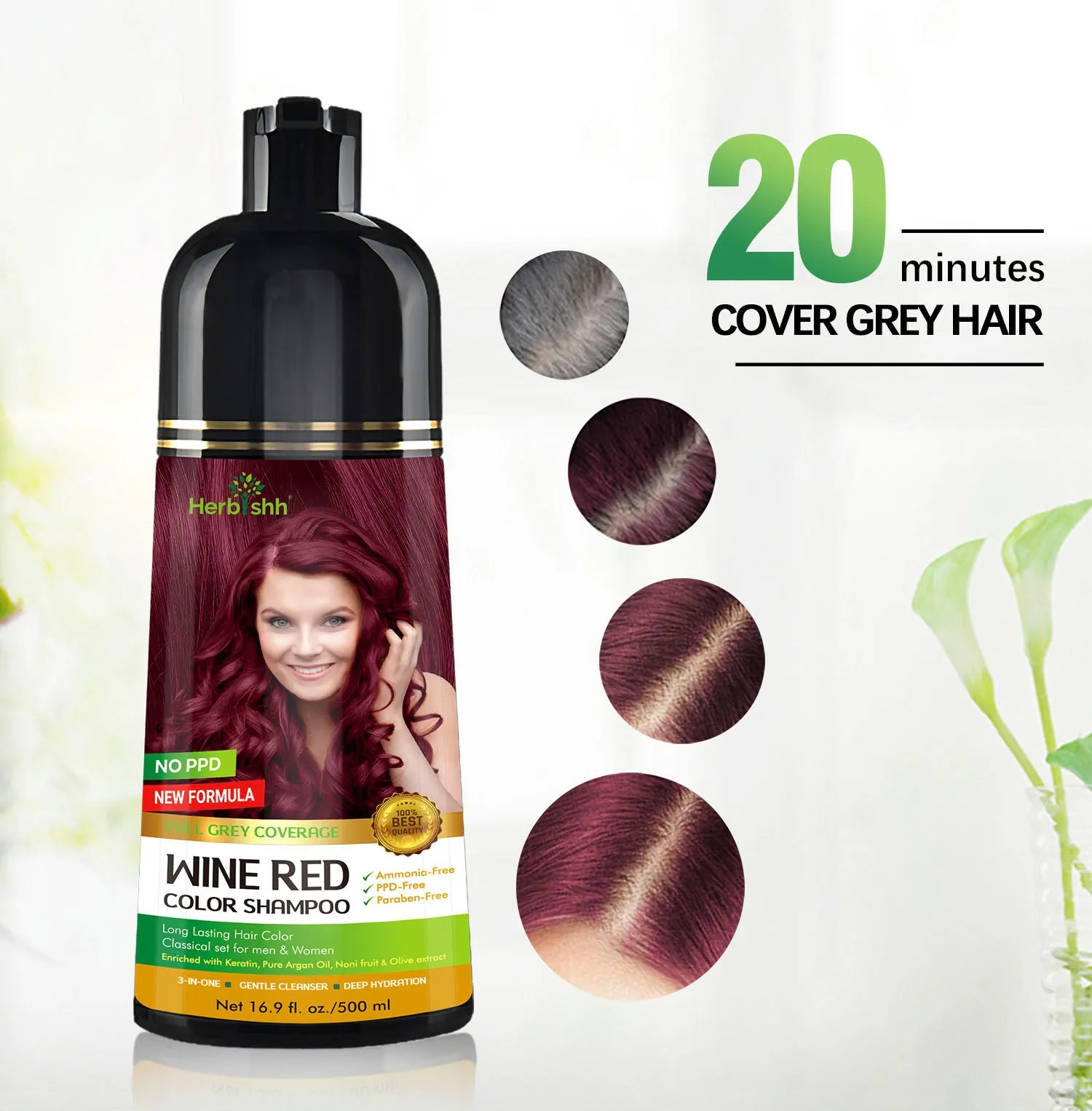 Wine Red Herbishh Color Shampoo