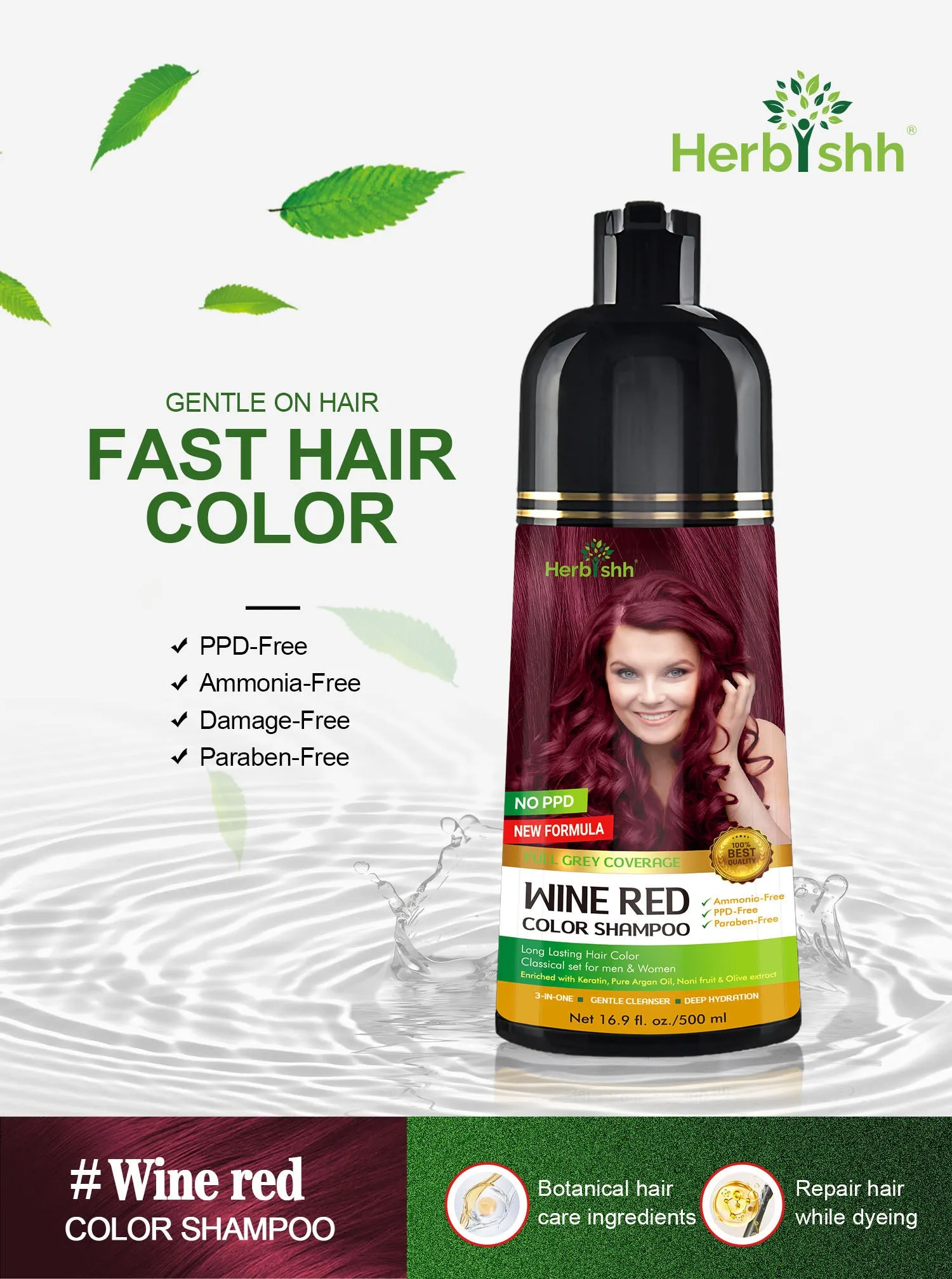 Wine Red Herbishh Color Shampoo