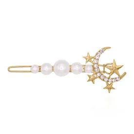 Zara Pearl Moon Hair Clip | Gold